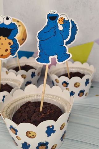 Kurabiye Canavarı Konsept Kürdan Süsleri Cupcake Süsleri Lüks Büyük Boy 10lu Paket