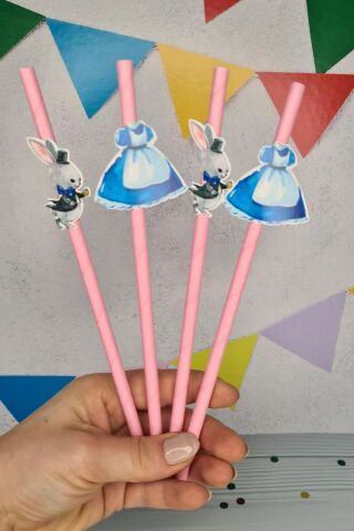 Alice in Wonderland Konsept Pipet Süsleri 10lu Lüks Pipet Paketi