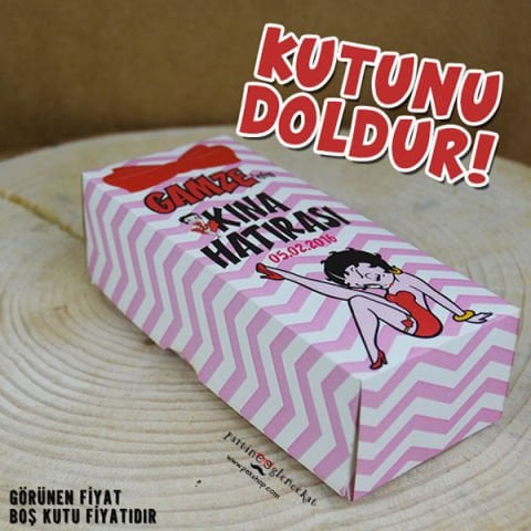 Betty Boop Konseptli Kına Hediyelikleri Kutusu