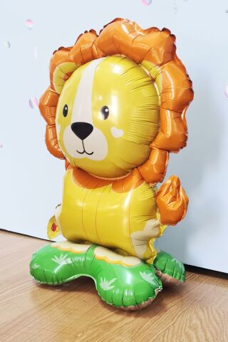 Ayaklı Aslan Folyo Balon Safari Konsept Balon Dik Durabilen 42cm