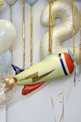 Retro Uçak Folyo Balon Doğum Günü Model Uçak Balon 107cm