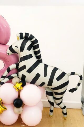 Zebra Büyük Folyo Balon Safari Temalı Doğum Günü Zebra Şekilli Folyo Balon 92cm