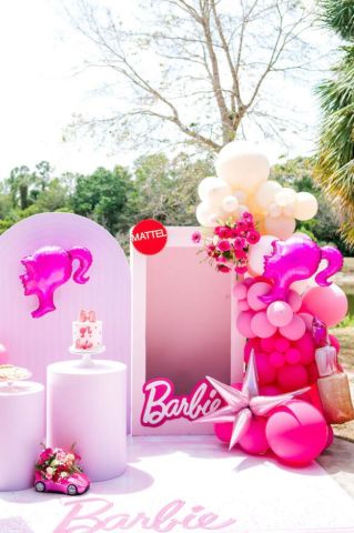Pembe Kız Barbie Kafası Şekilli Folyo Balon Barbie Doğum Günü Balonları 64cm