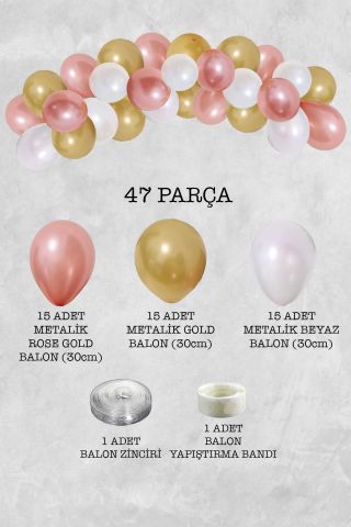 Prenses Konsept Balon Zinciri Parti Balon Seti 47 Parça