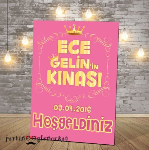 Pembe Kraliçe Konsept Kına Gecesi Panosu