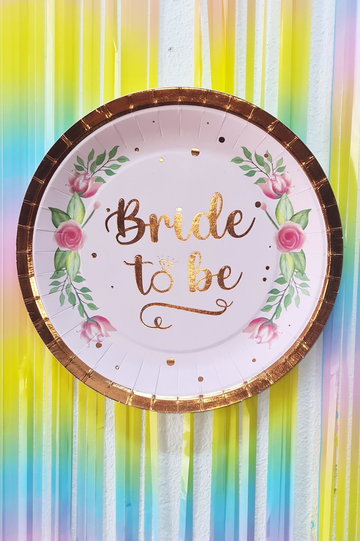 Bride To Be Tabak Rose Gold Varaklı Karton Tabak 8 li Paket