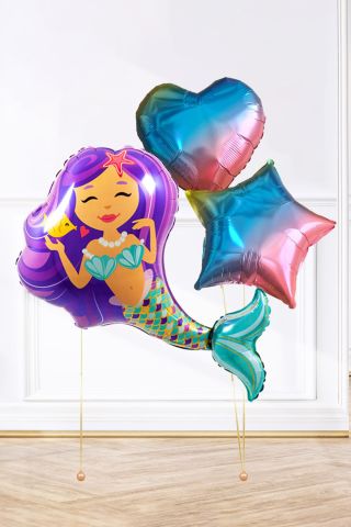 Deniz Kızı Tema Doğum Günü Balon Paketi Kalp Yıldız