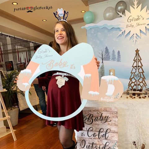 Winter Konsept Baby Shower Hatıra Fotoğraf Çerçevesi