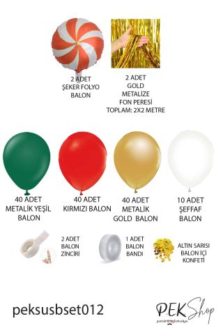Lüks Yılbaşı Balon Paketi 138 Parça Lüks Yılbaşı Süsleri Büyük Yılbaşı Balon Zinciri