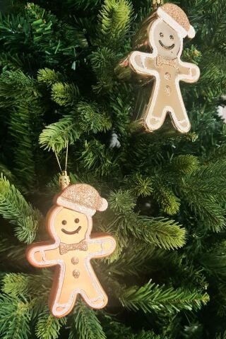 Lüks Kurabiye Adam Gingerbread Gold Parlak Kalın Ağaç Süsleri 2 'li