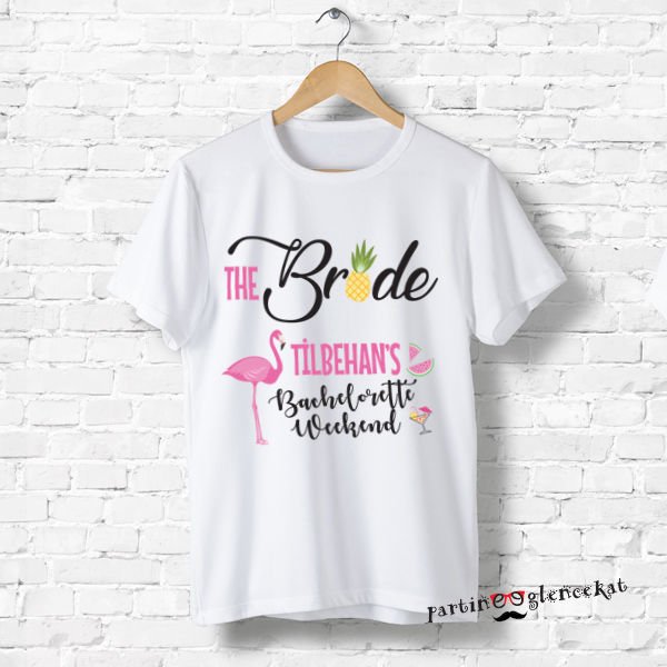 Bride Flamingo Aloha İsme Özel Baskılı Tshirt