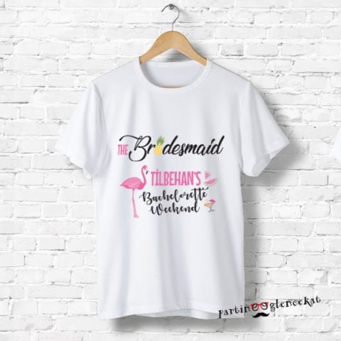 Bridesmaid Flamingo Aloha İsme Özel Baskılı Tshirt