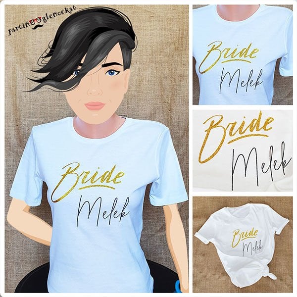 Gold Glitter Bride Baskılı Beyaz Tshirt