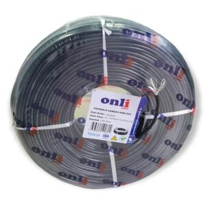 Onli 2+1 1x0,50 mini Coax 2x0,50mm 250 metre Harici Siyah CCTV Kamera Kablosu