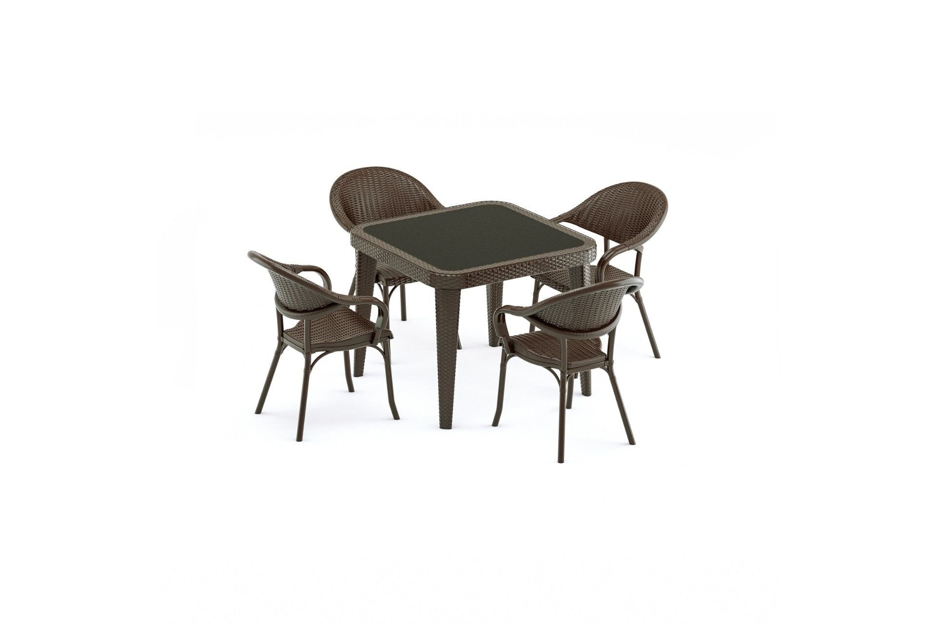RATTAN GÖRÜNÜMLÜ KARE PLASTİK MASA TAKIMI