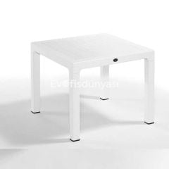 90×90 PP Rattan Görünümlü Masa Beyaz