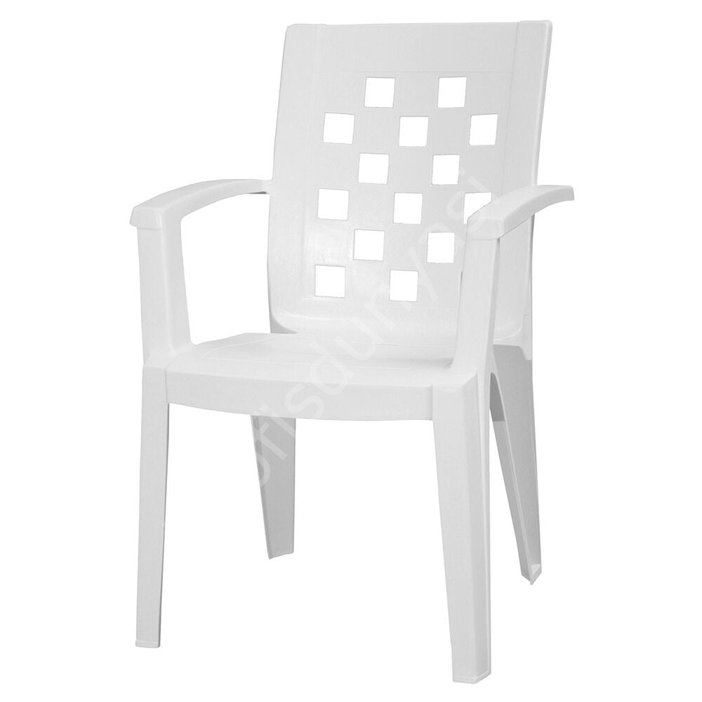 News Kollu Plastik Sandalye Beyaz