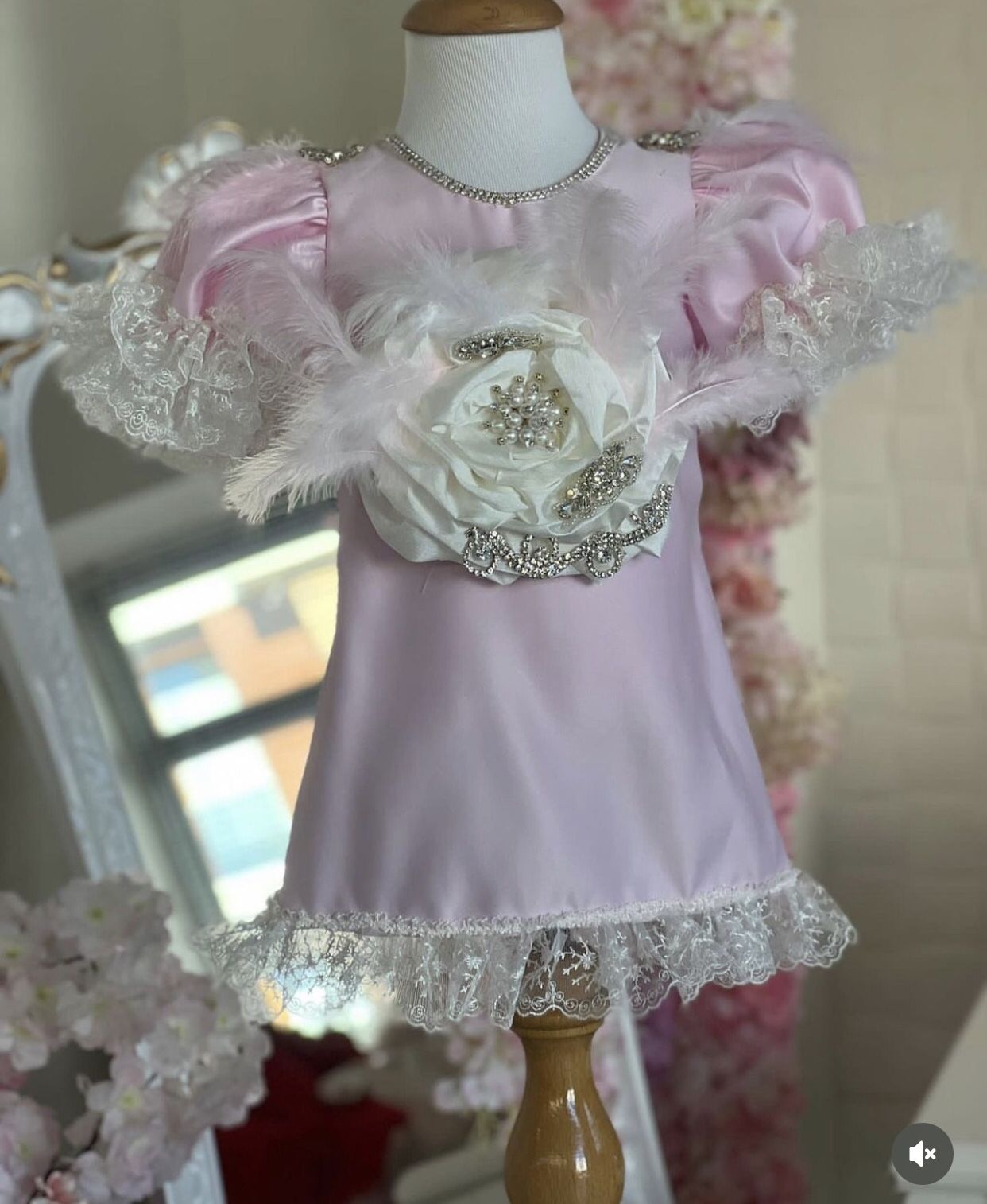 Pink Satin Dress And HairBow