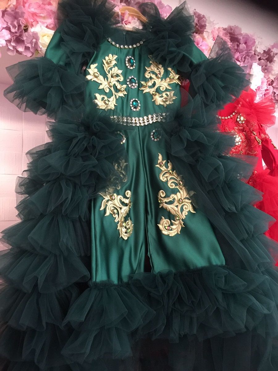 Quinn Holiday Dress (Emerald Green) And Hair Bow