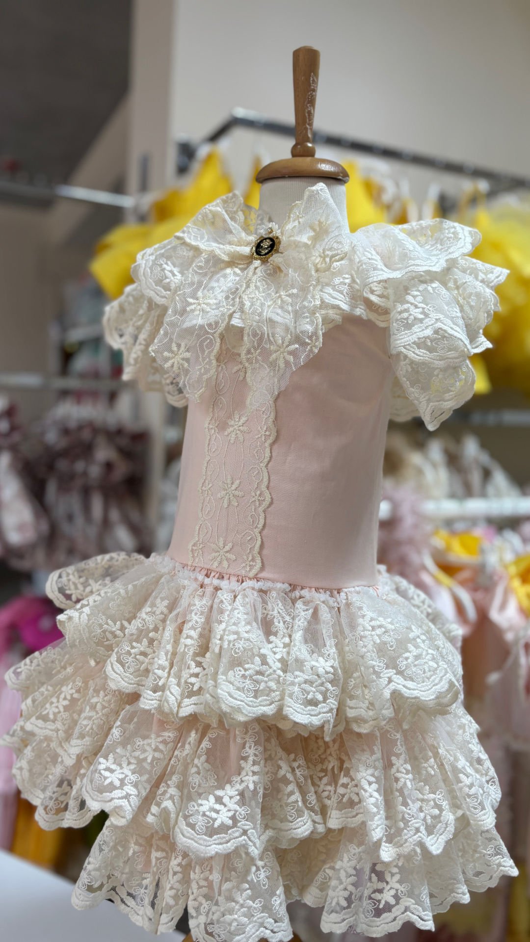 Pink Puffy Dress And Bonnet
