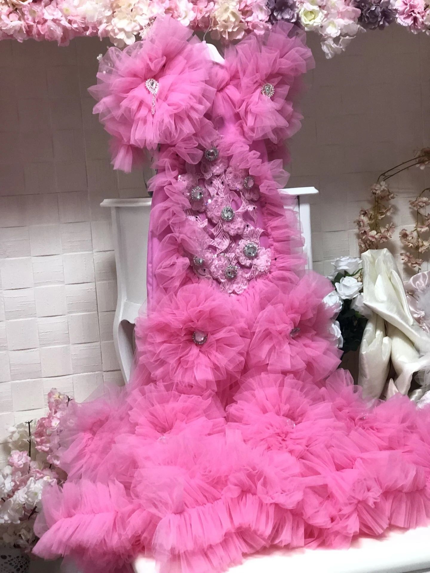 Hot Pink Baby Gown And HairBow