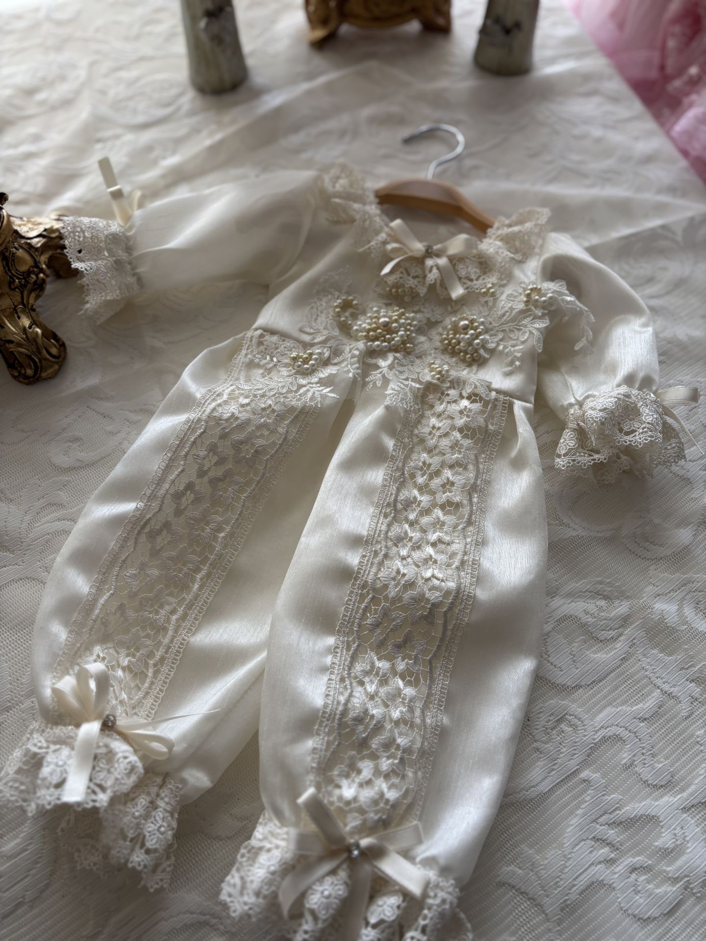 Cream Pearl Silk Jumpsuit