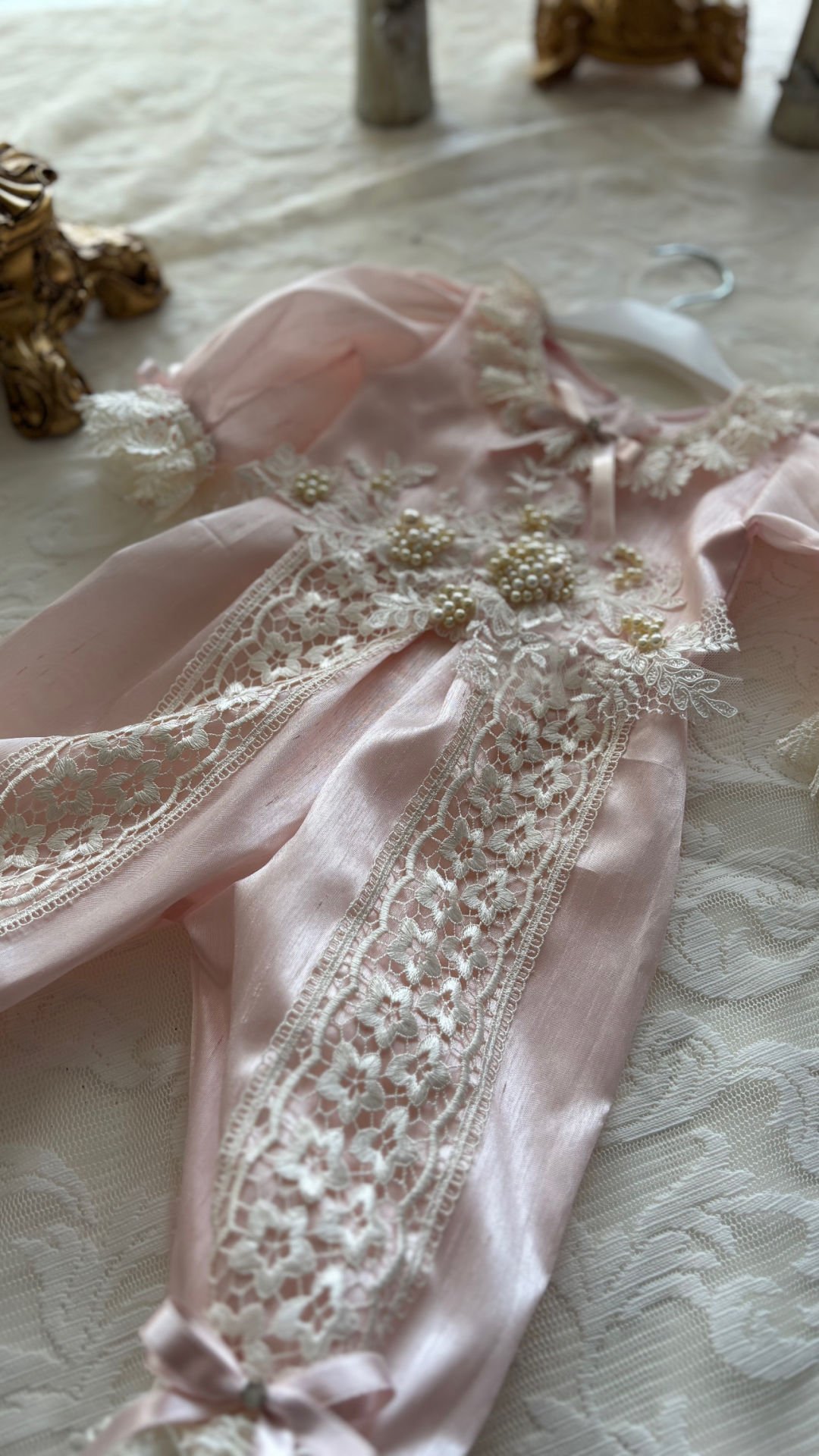 Light Pink Silk Pearl Jumpsuit