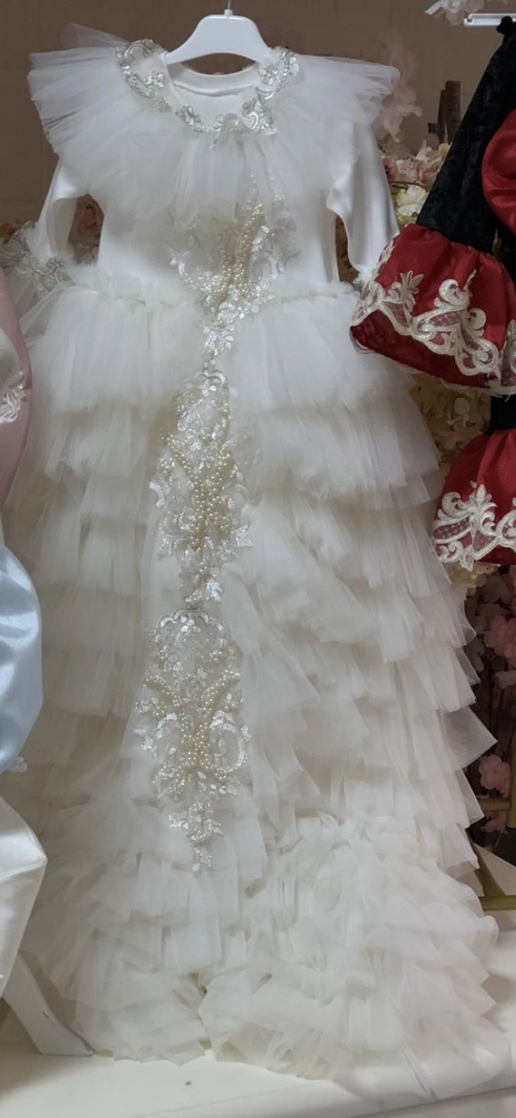 Cream Baby Gown And Hat
