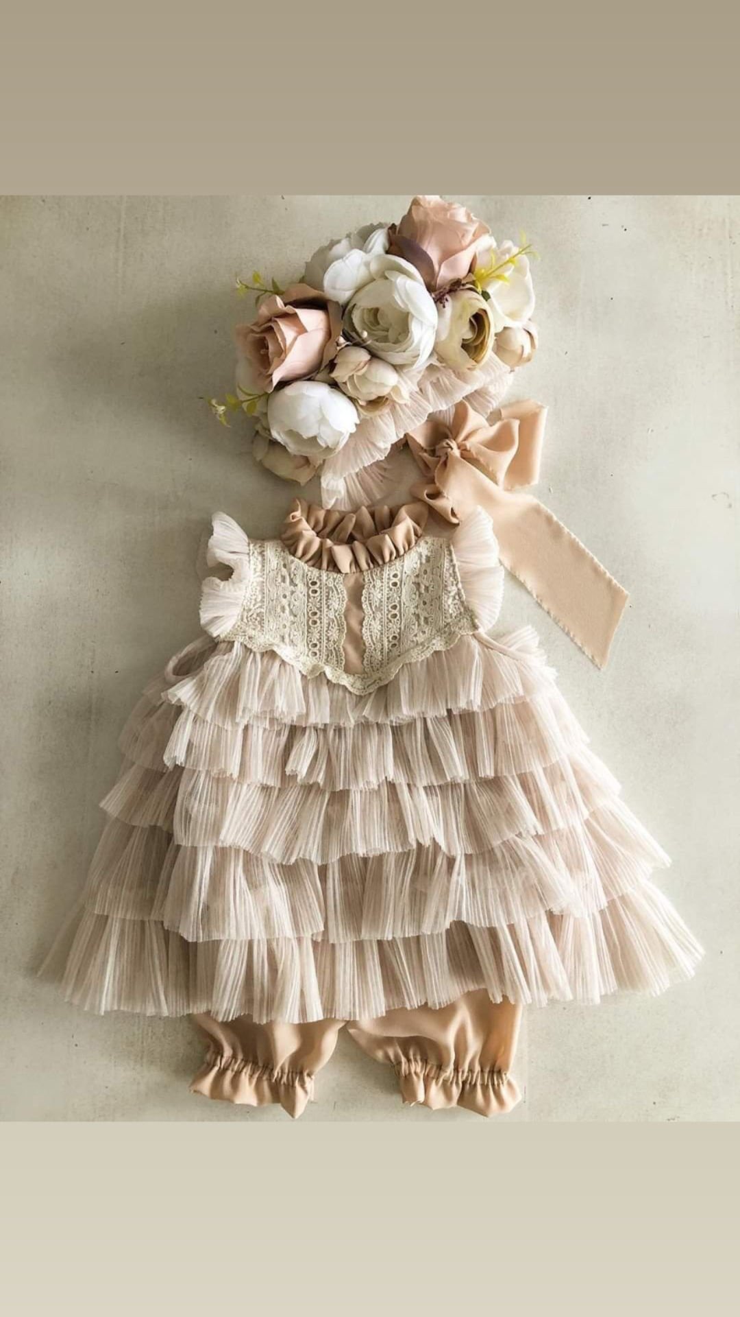 Flowers Baby Jumpsuit And HairBand