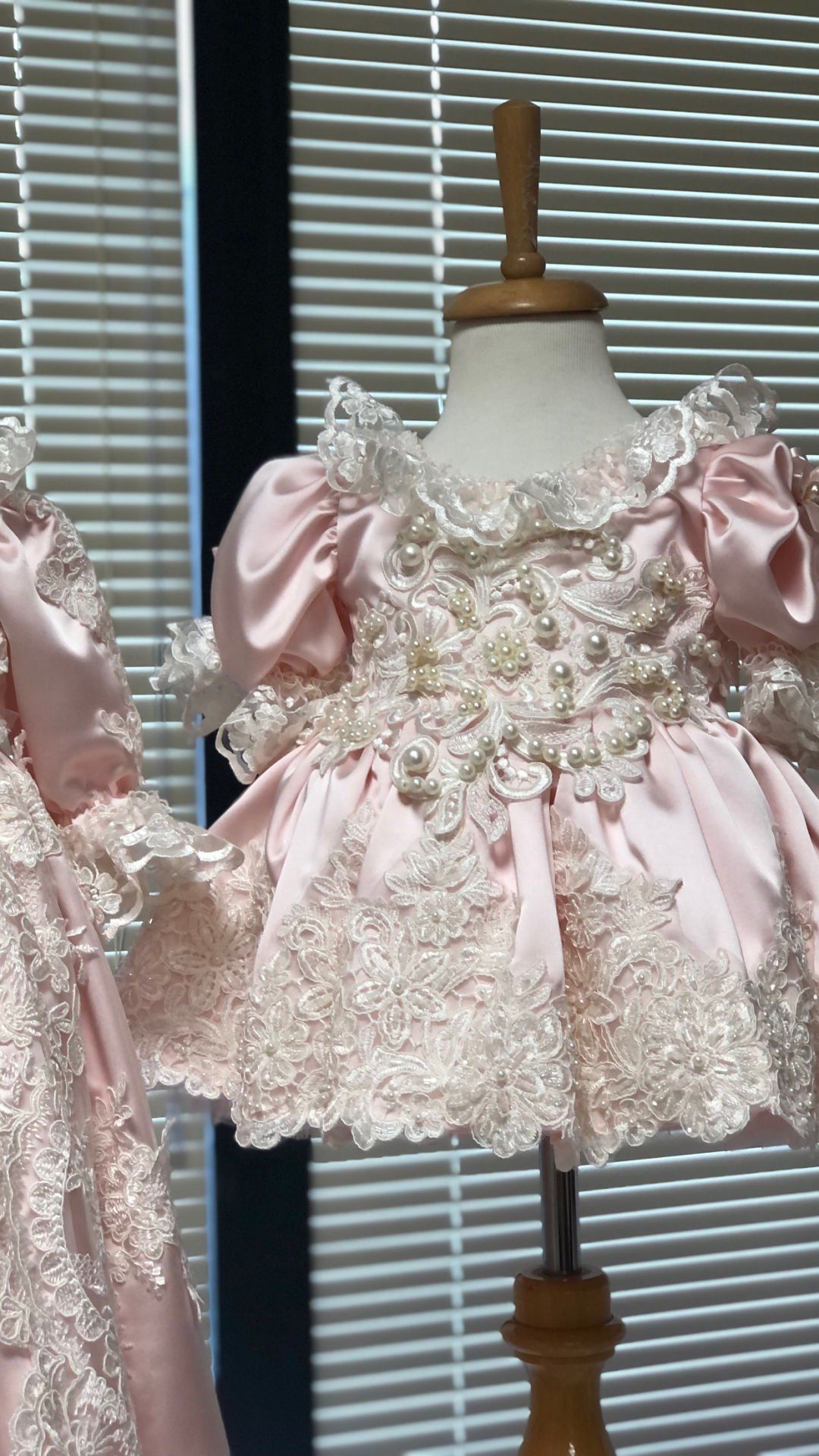 Pink Pearl Dress And Bonnet