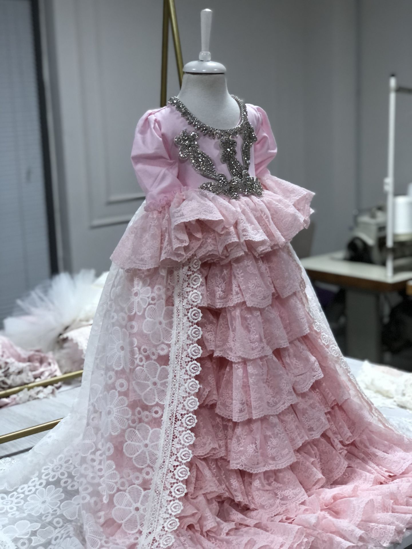 Baby And Girl Stone Long Dress