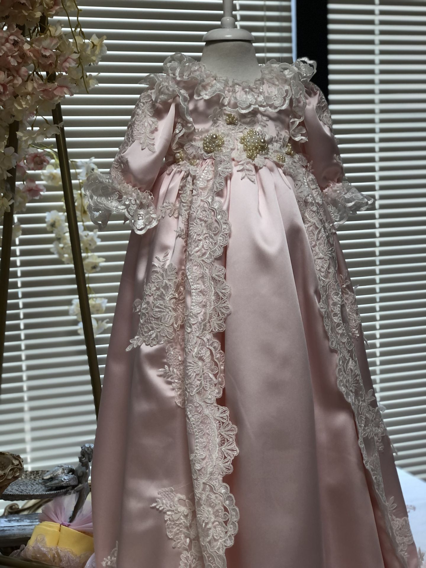 Light Pink Pear Gown And Bonnet