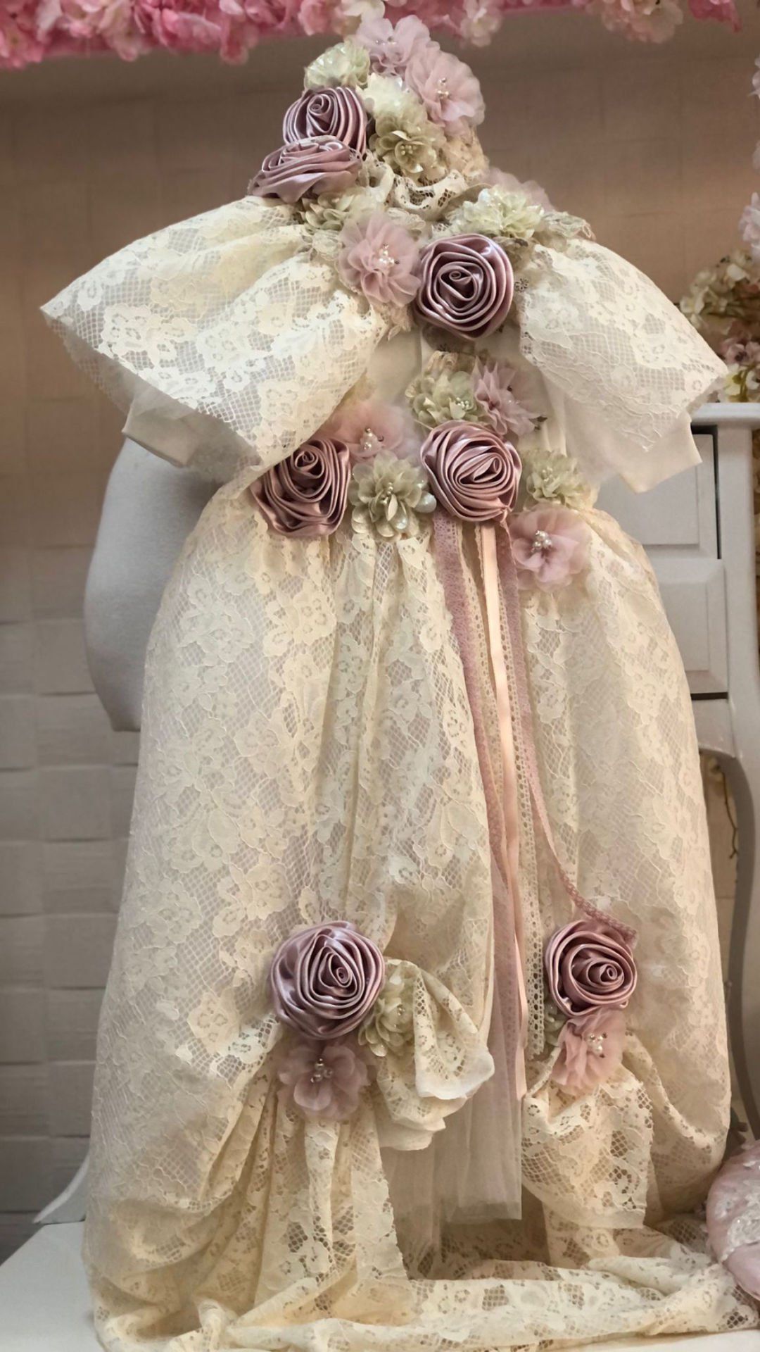 Lace Jumpsuit Gown And Hat