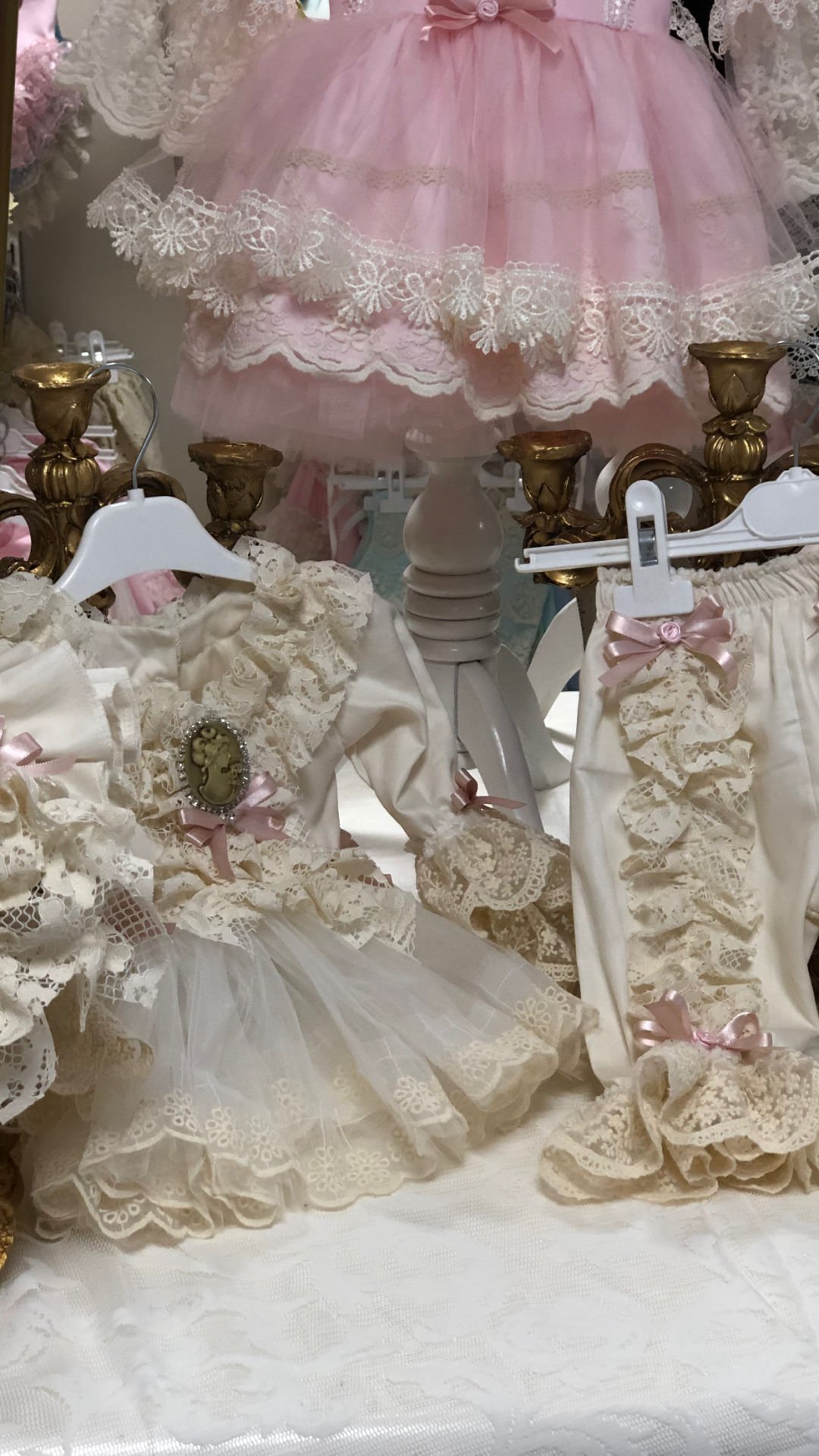 Cream Vintage pants and Blouse and Bonnet