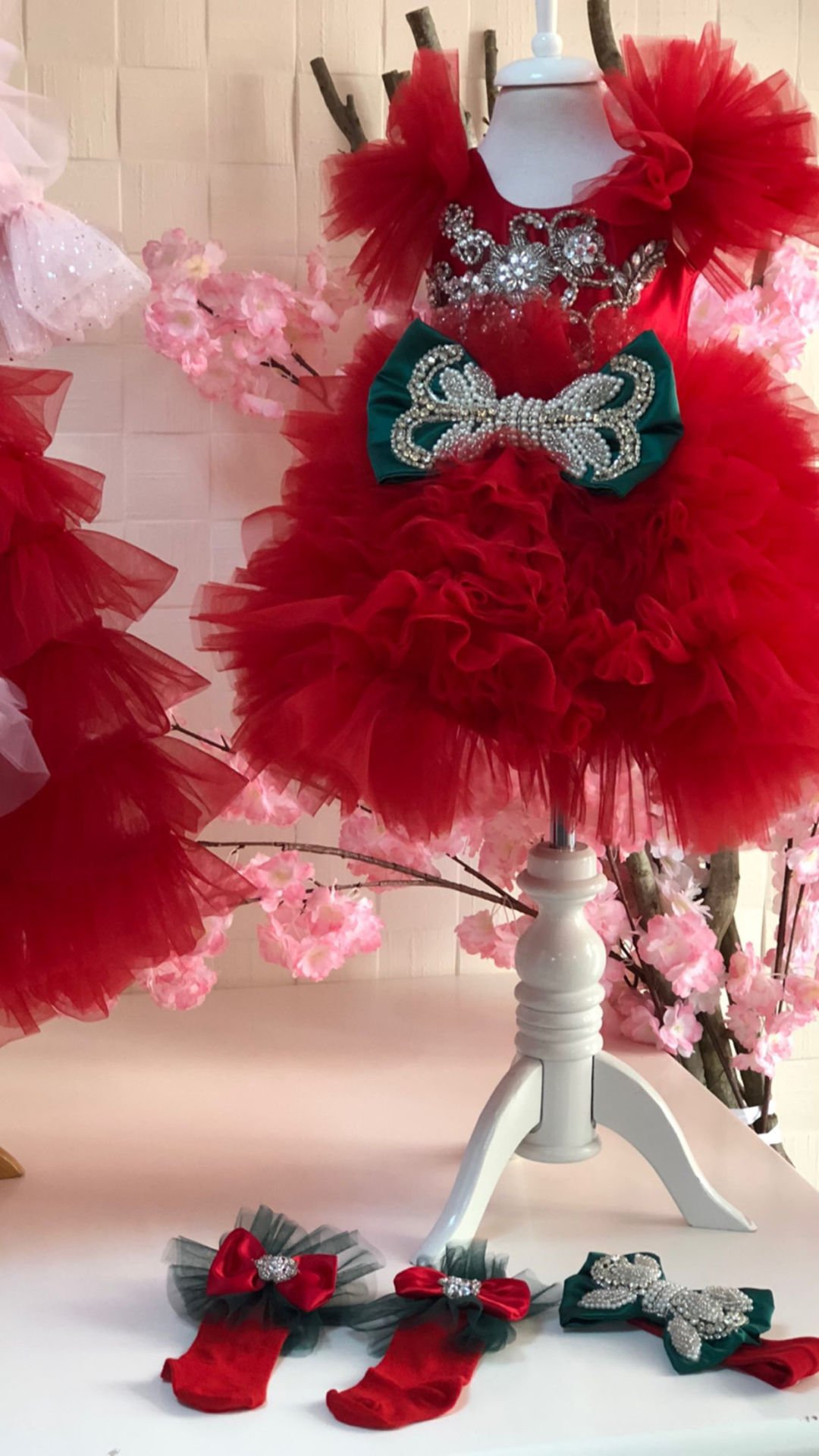 Alice Dress Hair Bow And Sock Rhinestone