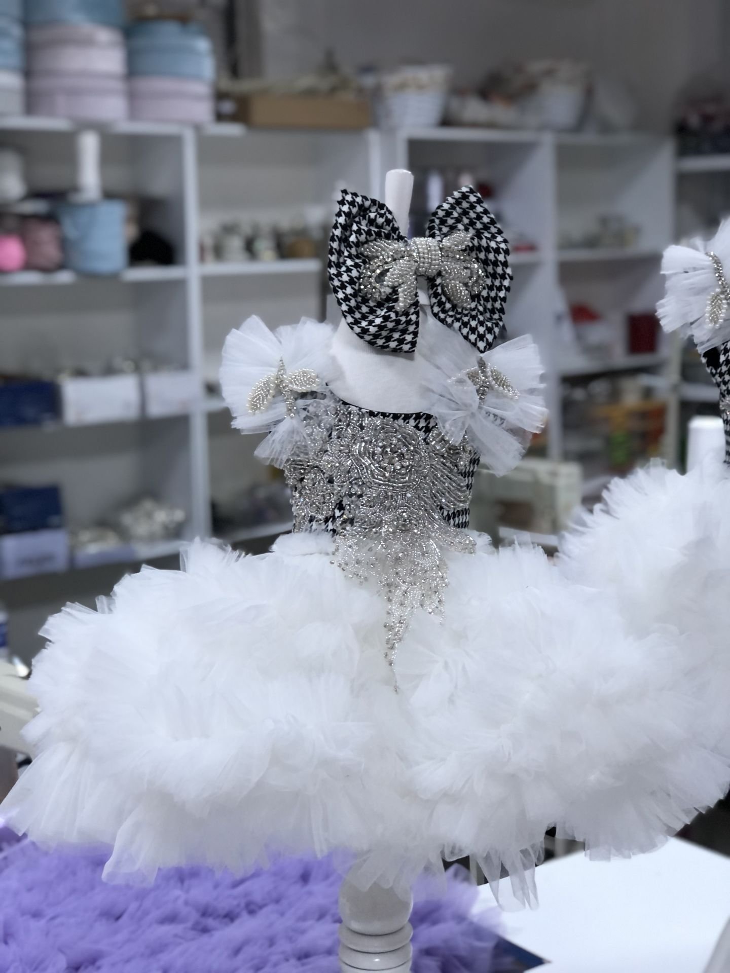 Rhinestone Flower Girl Dress And Bow