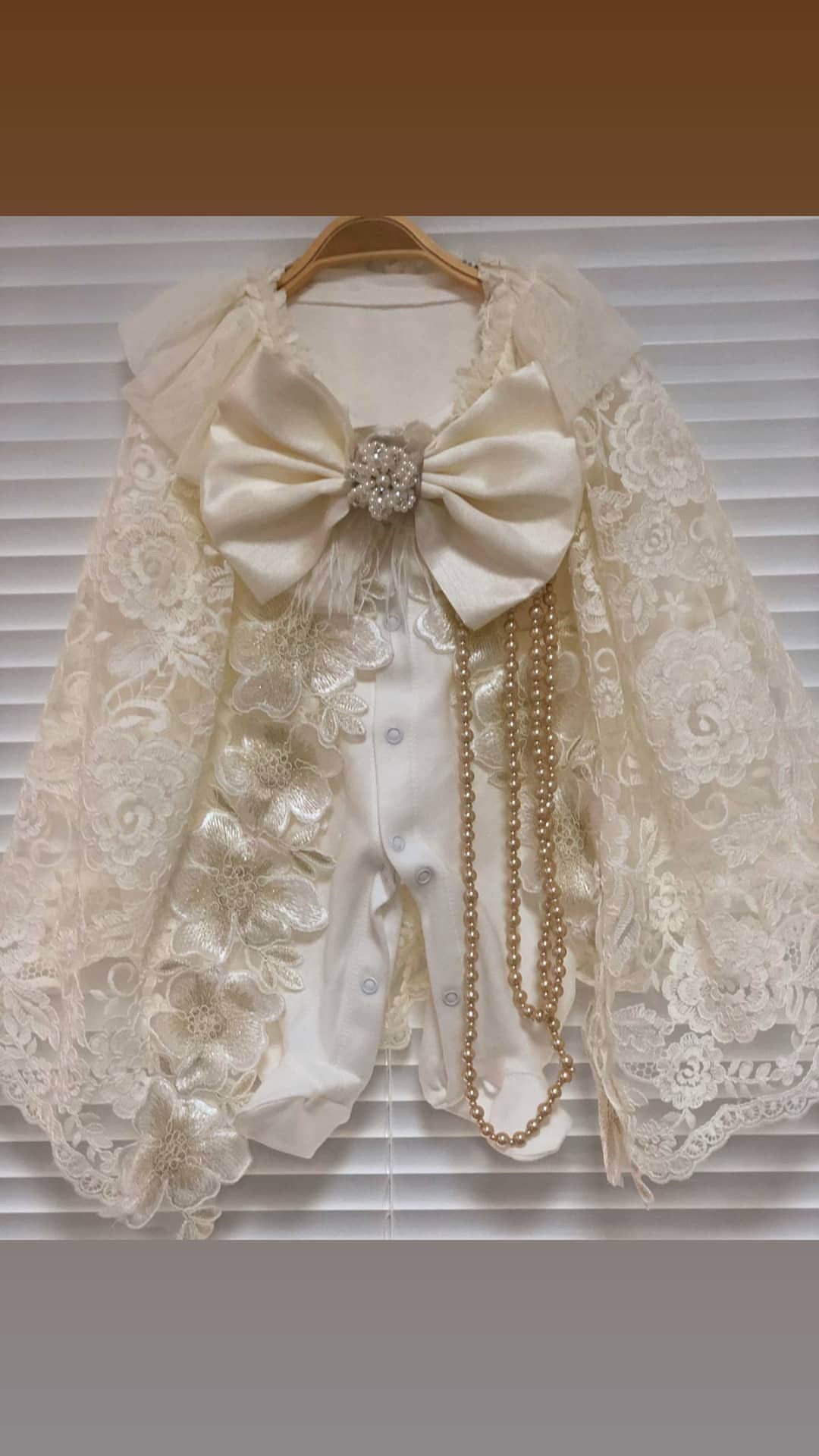 Cream Gown Junpsuit And Hat