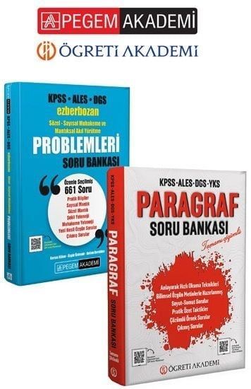 Pegem KPSS Sözel-Sayısal Mantık ve Muhakeme Problemleri + Öğreti Paragraf Ezberbozan Soru 2 li Set