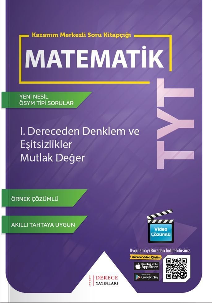 Derece Yayınları TYT I.Dereceden Denklem ve Eşitsizlikler Mutlak Değer