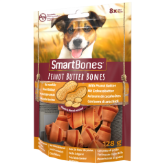 SmartBones Peanut Butter Fıstık Ezmeli Tavuklu Düğüm Köpek Ödül Kemiği Mini 8 Li 128 G