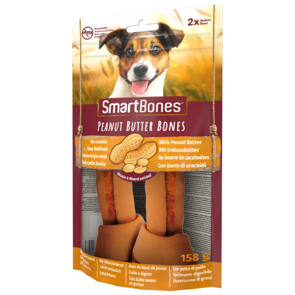 SmartBones Peanut Butter Fıstık Ezmeli Tavuklu Düğüm Köpek Ödül Kemiği Medium 2 Li 158 G