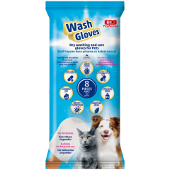 Bio PetActive Wash Gloves Evcil Hayvanlar İçin Kuru Yıkama Bakım Kesesi 8 Li Paket