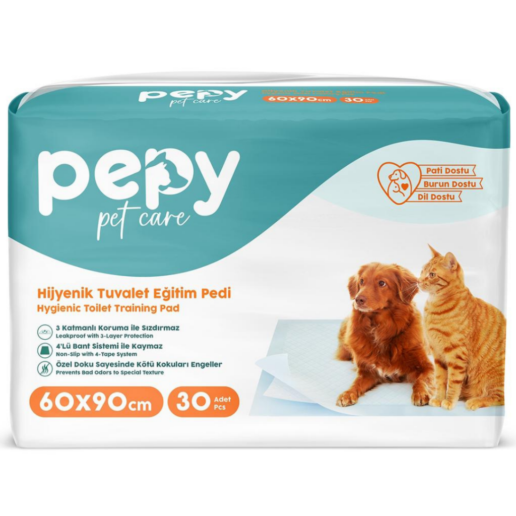 Pepy Kedi Ve Köpekler İçin Kaydırmaz Yapışkanlı Çiş Pedi 60x90cm 30 Lu Paket