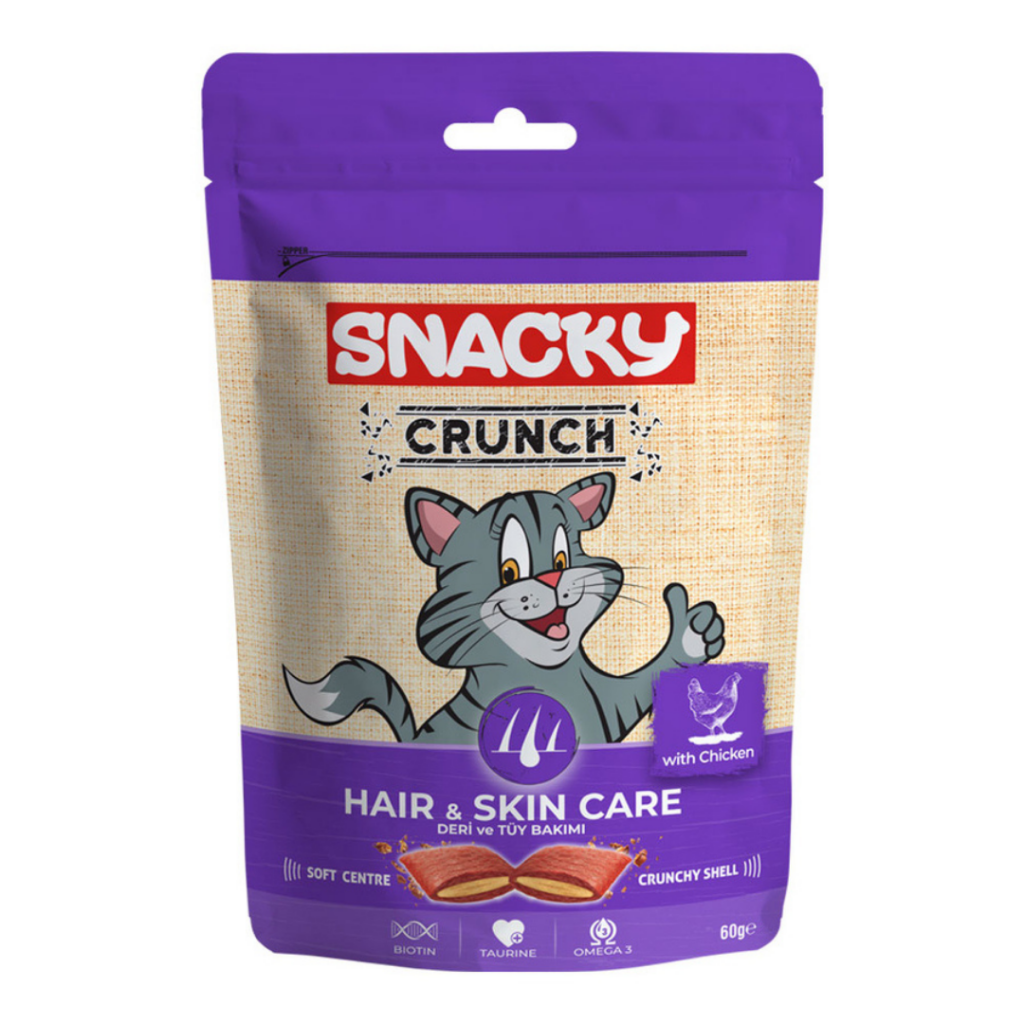 Snacky Crunch Hair Skin Deri Ve Tüy Bakımı Tavuklu Kedi Ödülü 60 Gr