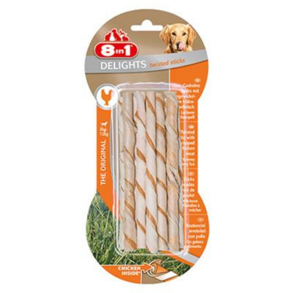 8in1 Delight Twisted Sticks Tavuklu Ağız Bakım Kemiği Köpek Ödülü 10 Lu 55 Gr