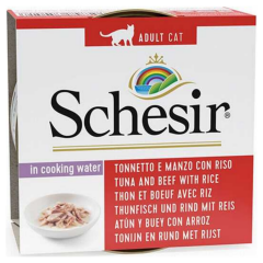 Schesir Cat İn Cooking Water Ton Balıklı ve Sığırlı Kendi Suyunda Doğal Kedi Konservesi 85 Gr