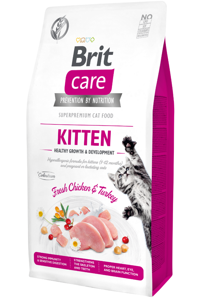 Brit Care Kitten Hypo Allergenic Sağlıklı Büyüme Tavuklu ve Hindili Tahılsız Yavru Kedi Maması 7 Kg