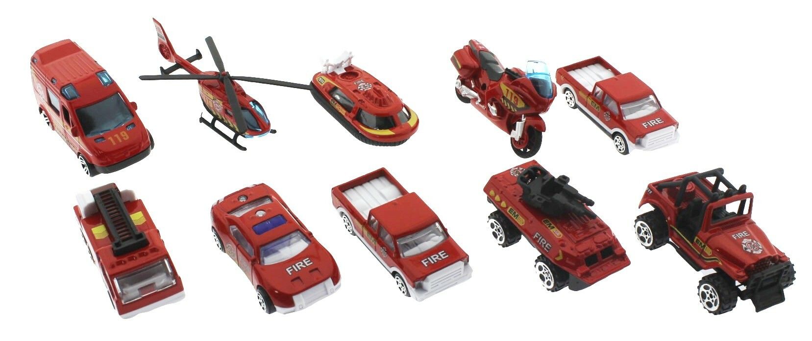 10lu Die Cast Metal İtfaiye Araçları Seti