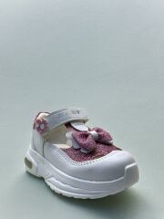3830 Kız Bebek Işıklı Ayakkabı Beyaz/Fuşya - 25