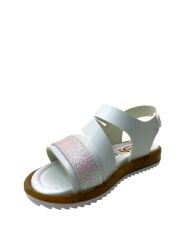 1101 Ortopedik Kız Çocuk Beyaz-Pembe Simli Sandalet BEYAZ-PEMBE - 30